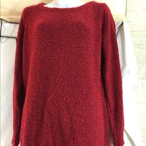 Woman’s Sz L BASIC EDITIONS Lng Slv Red Sweater